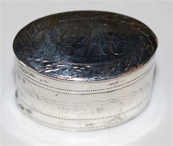 White metal oval pill box